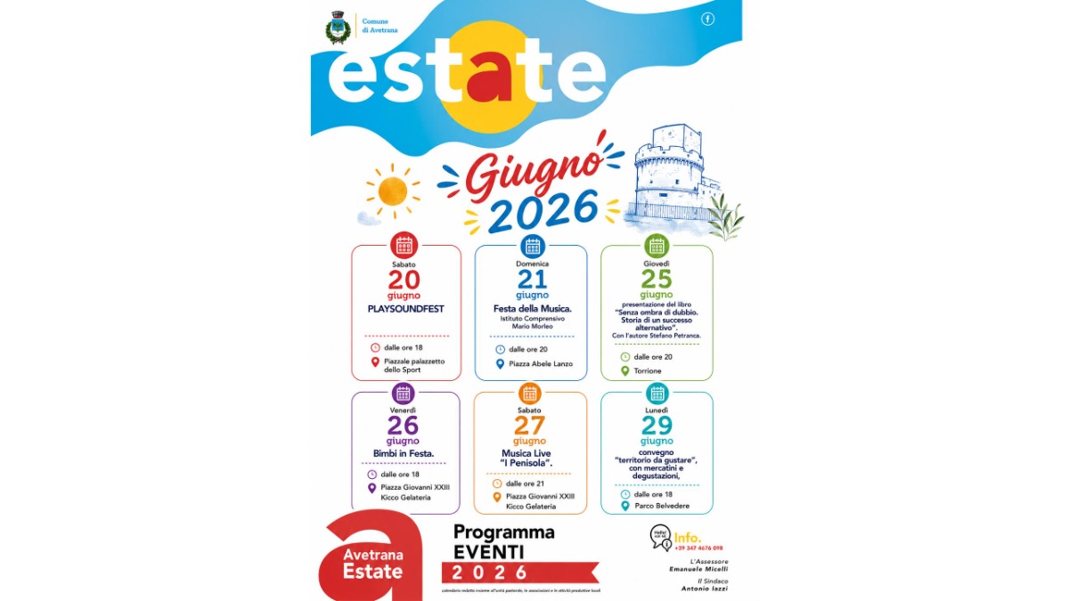 Programma Avetrana estate 2026 - Eventi Luglio